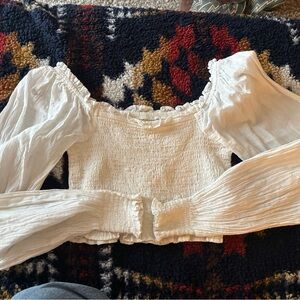 Elegant White Smocked Women's Top